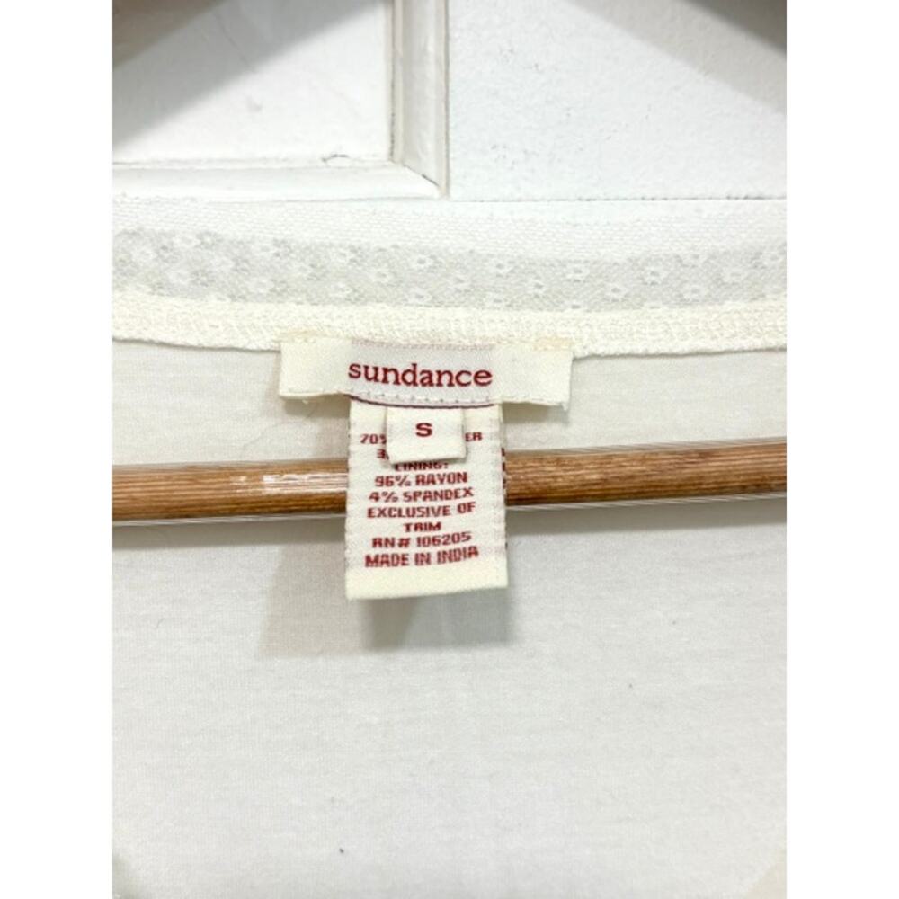 Sundance Lace Patchwork Blouse Small Cream Sheer Mesh Long Sleeve V-Neck Top - Picture 9 of 12